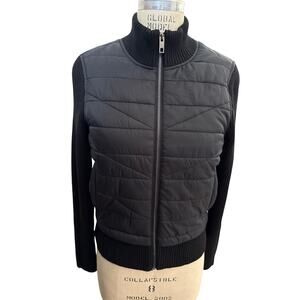 NWT Korye Black RIbbed Knit & Quilted Puffer Jacket Size Small